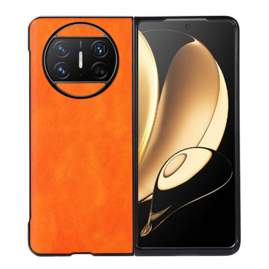 For Huawei Mate X3 Two-color Litchi Texture PU Phone Case(Orange) - Huawei Cases by buy2fix | Online Shopping UK | buy2fix