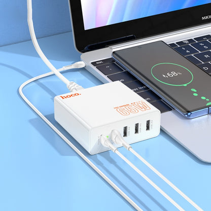 hoco C114A Vision PD 65W USB-C / Type-C + 4 USB Five Ports Fast Charger, Plug Type:EU Plug(White) - USB Charger by hoco | Online Shopping UK | buy2fix