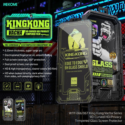 For iPhone 14 Pro Max WK WTP-067 King Kong Vacha 9D Curved Privacy Tempered Glass Film(Black) - iPhone 14 Pro Max Tempered Glass by WK | Online Shopping UK | buy2fix