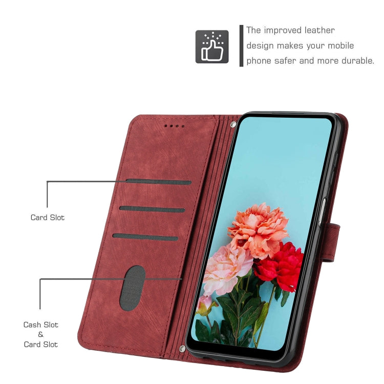 For OnePlus Nord CE 3/Nord CE 3 Lite/Nord N30 Skin Feel Stripe Pattern Leather Phone Case with Lanyard(Red) - OnePlus Cases by buy2fix | Online Shopping UK | buy2fix