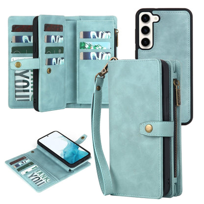 For Samsung Galaxy S20 FE Zipper Wallet Detachable MagSafe Leather Phone Case(Blue) - Galaxy S20 FE Cases by buy2fix | Online Shopping UK | buy2fix