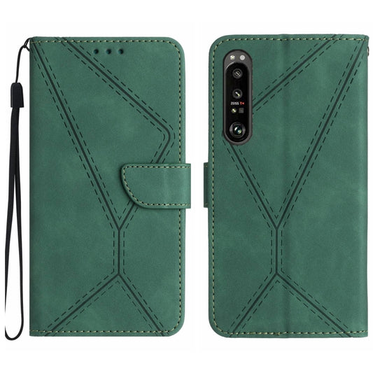 For Sony Xperia 1 V Stitching Embossed Leather Phone Case(Green) - Sony Cases by buy2fix | Online Shopping UK | buy2fix