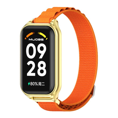 For Xiaomi Smart Band 8 Active / Redmi Band 2 Mijobs Metal Shell Nylon Breathable Watch Band(Orange Gold) - Watch Bands by MIJOBS | Online Shopping UK | buy2fix