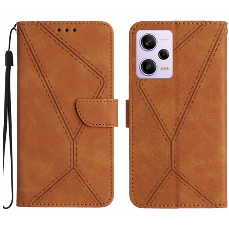 For Xiaomi Redmi Note 12 Pro+ Stitching Embossed Leather Phone Case(Brown) - Note 12 Pro+ Cases by buy2fix | Online Shopping UK | buy2fix