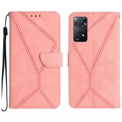 For Redmi Note 11 4G Global Stitching Embossed Leather Phone Case(Pink) - Xiaomi Cases by buy2fix | Online Shopping UK | buy2fix