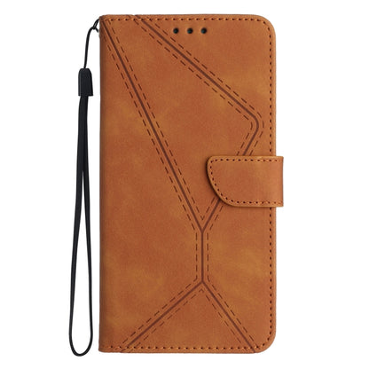 For Xiaomi POCO F5 5G Stitching Embossed Leather Phone Case(Brown) - Xiaomi Cases by buy2fix | Online Shopping UK | buy2fix