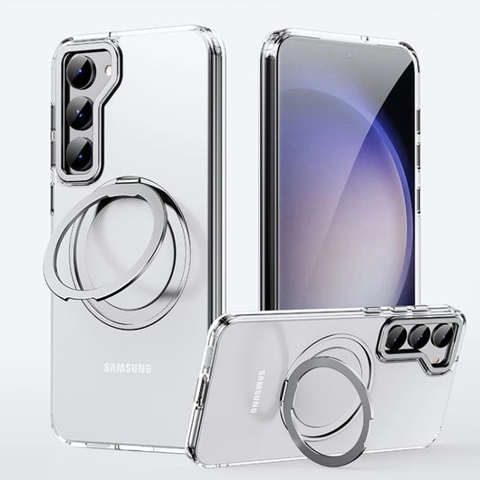 For Samsung Galaxy S23 5G 360 Rotating MagSafe Magnetic Skin Feel Phone Case(Silver) - Galaxy S23 5G Cases by buy2fix | Online Shopping UK | buy2fix