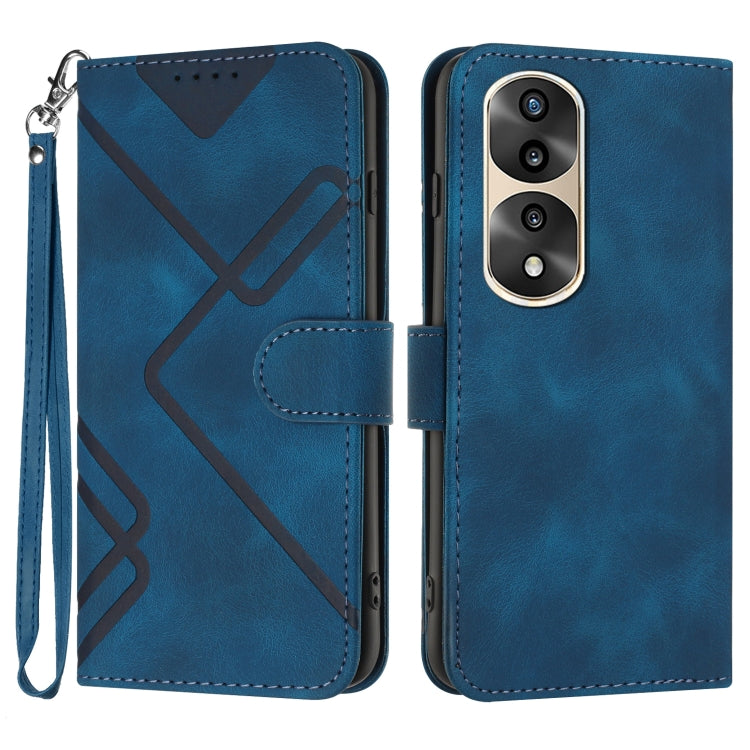 For Honor 70 Pro / 70 Pro+ Line Pattern Skin Feel Leather Phone Case(Royal Blue) - Honor Cases by buy2fix | Online Shopping UK | buy2fix