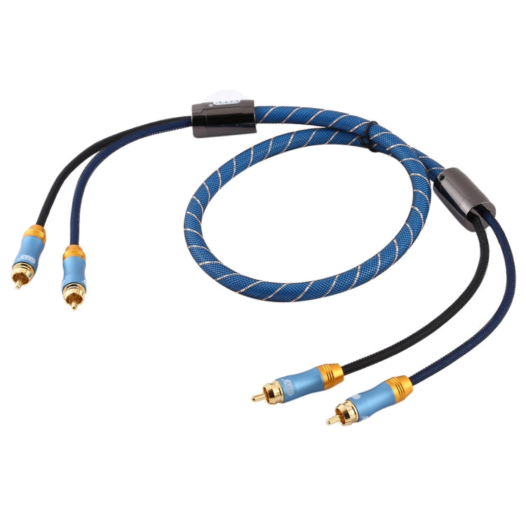 EMK 2 x RCA Male to 2 x RCA Male Gold Plated Connector Nylon Braid Coaxial Audio Cable for TV / Amplifier / Home Theater / DVD, Cable Length:1m(Dark Blue) - Audio Optical Cables by EMK | Online Shopping UK | buy2fix