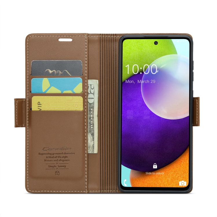 For Samsung Galaxy A52/A52s 5G CaseMe 023 Butterfly Buckle Litchi Texture RFID Anti-theft Leather Phone Case(Brown) - Galaxy Phone Cases by CaseMe | Online Shopping UK | buy2fix