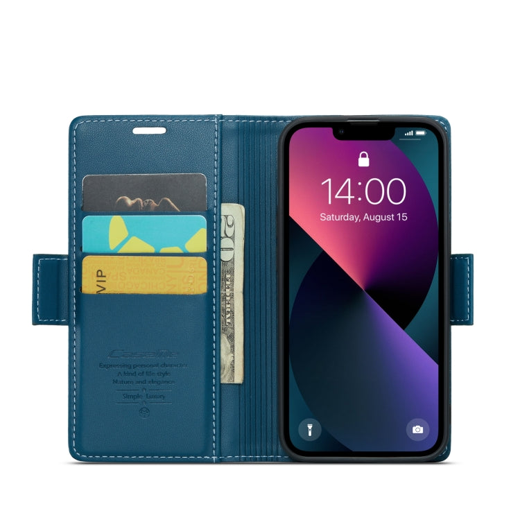 For iPhone 14 CaseMe 023 Butterfly Buckle Litchi Texture RFID Anti-theft Leather Phone Case(Blue) - iPhone 14 Cases by CaseMe | Online Shopping UK | buy2fix