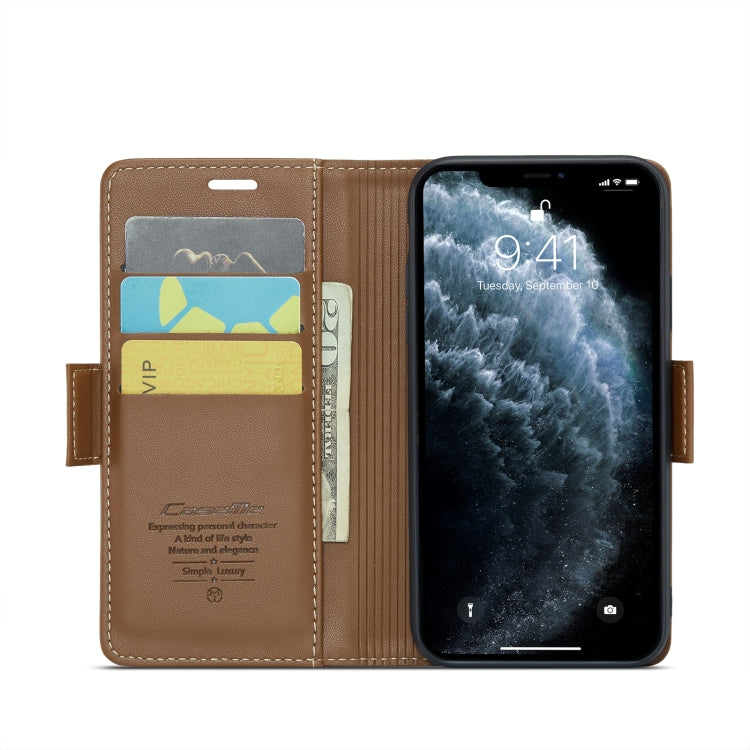 For iPhone 11 Pro CaseMe 023 Butterfly Buckle Litchi Texture RFID Anti-theft Leather Phone Case(Brown) - iPhone 11 Pro Cases by CaseMe | Online Shopping UK | buy2fix