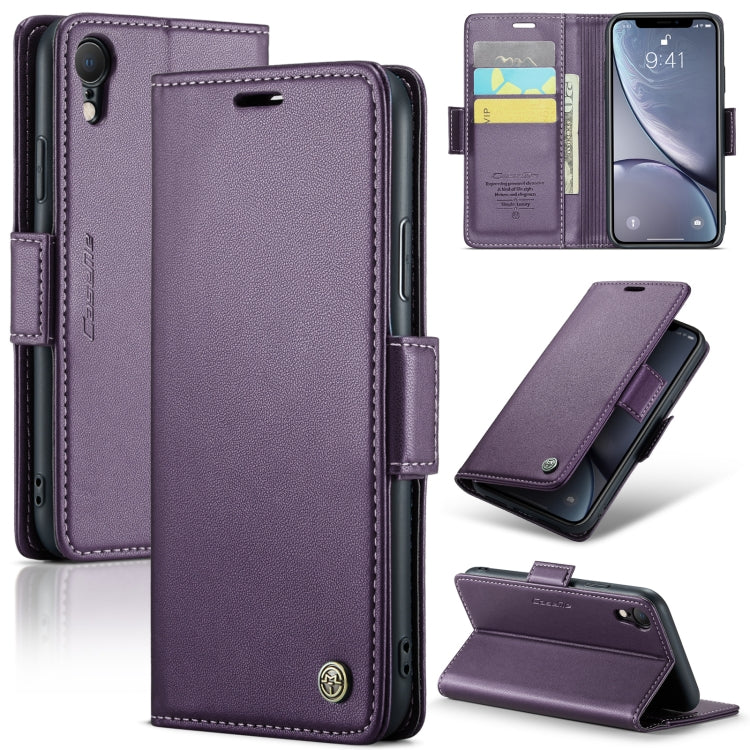 For iPhone XR CaseMe 023 Butterfly Buckle Litchi Texture RFID Anti-theft Leather Phone Case(Pearly Purple) - More iPhone Cases by CaseMe | Online Shopping UK | buy2fix