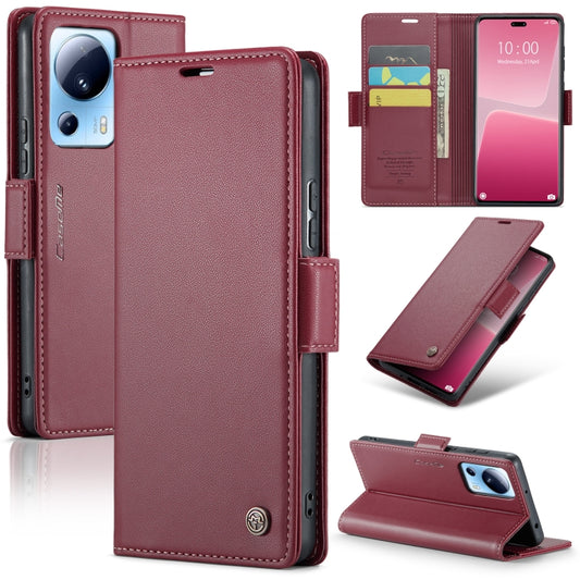 For Xiaomi 13 Lite CaseMe 023 Butterfly Buckle Litchi Texture RFID Anti-theft Leather Phone Case(Wine Red) - 13 Lite Cases by CaseMe | Online Shopping UK | buy2fix