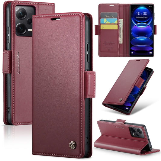 For Xiaomi Redmi Note 12 Pro+ 5G Global CaseMe 023 Butterfly Buckle Litchi Texture RFID Anti-theft Leather Phone Case(Wine Red) - Note 12 Pro+ Cases by CaseMe | Online Shopping UK | buy2fix