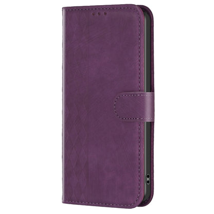 For Xiaomi 12T / 12T Pro Plaid Embossed Leather Phone Case(Purple) - Xiaomi Cases by buy2fix | Online Shopping UK | buy2fix