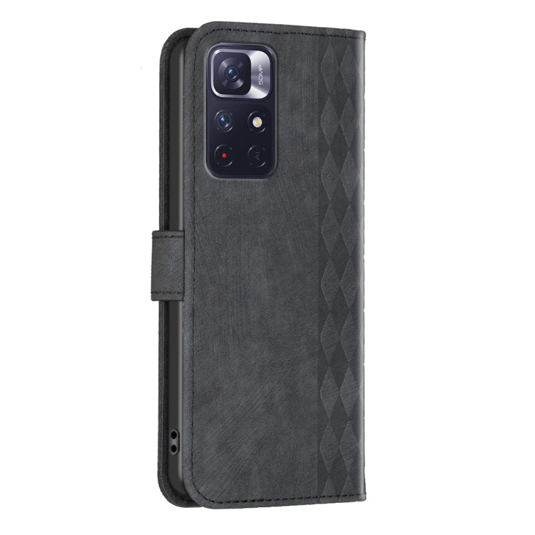 For Xiaomi Redmi Note 12S 4G / Note 11 Plaid Embossed Leather Phone Case(Black) - Xiaomi Cases by buy2fix | Online Shopping UK | buy2fix