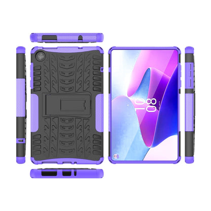 For Lenovo Tab M8 4th Gen Tire Texture TPU + PC Tablet Case with Holder(Purple) - For Lenovo by buy2fix | Online Shopping UK | buy2fix