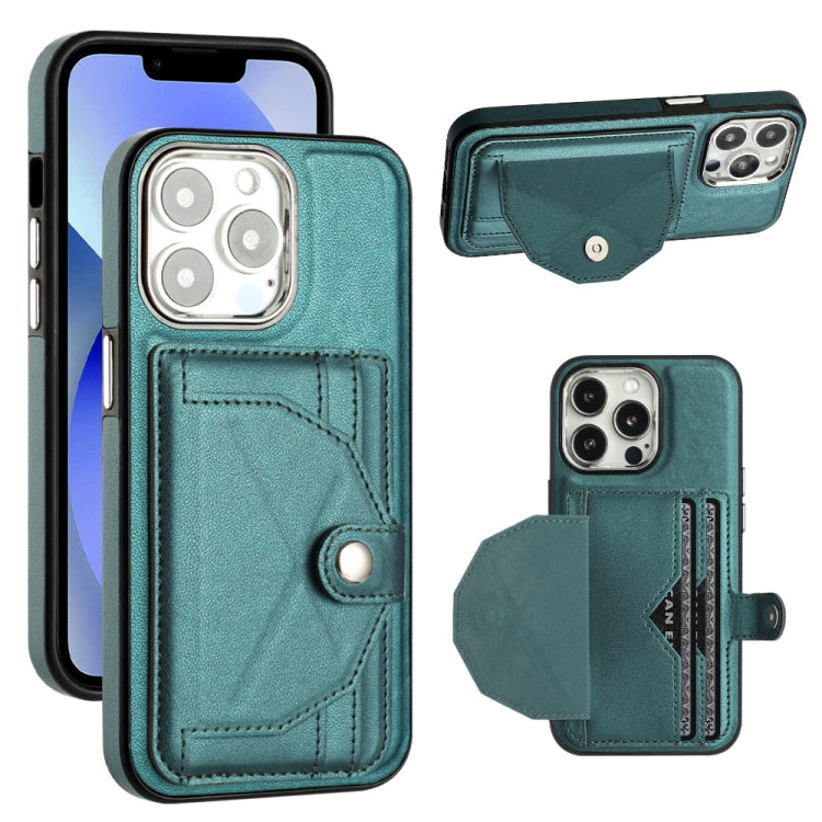 For iPhone 14 Pro Shockproof Leather Phone Case with Card Holder(Green) - iPhone 14 Pro Cases by buy2fix | Online Shopping UK | buy2fix