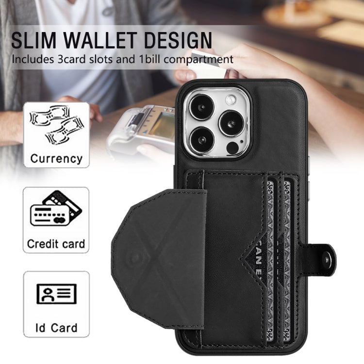 For iPhone 15 Pro Shockproof Leather Phone Case with Card Holder(Black) - iPhone 15 Pro Cases by buy2fix | Online Shopping UK | buy2fix