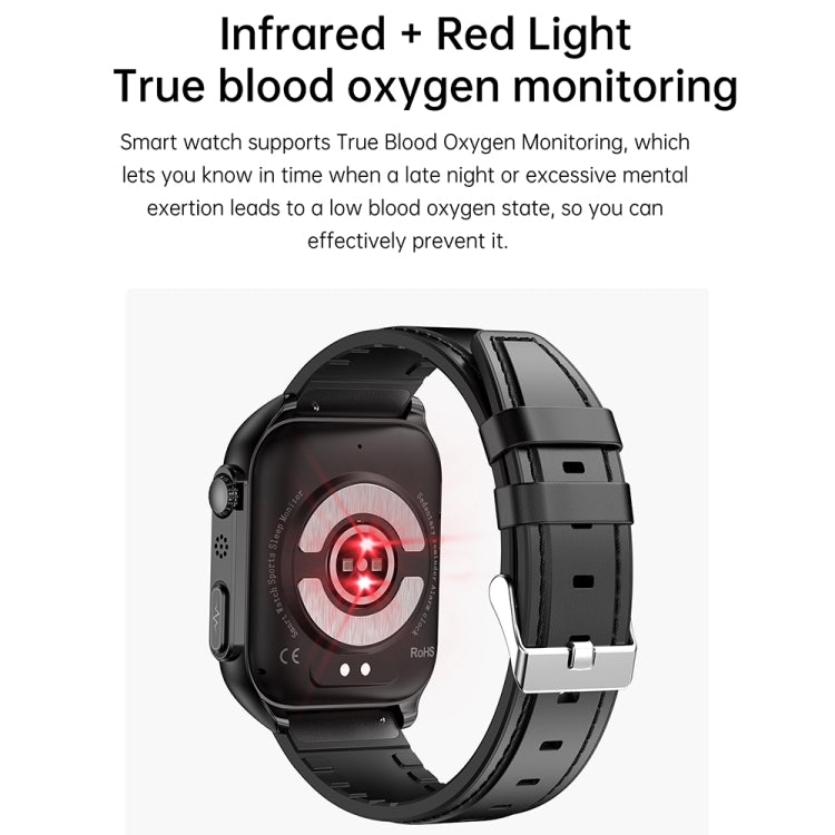 TK12 1.96 inch IP67 Waterproof Silicone Band Smart Watch Supports ECG / Remote Families Care / Bluetooth Call / Body Temperature Monitoring(Black) - Smart Watches by buy2fix | Online Shopping UK | buy2fix