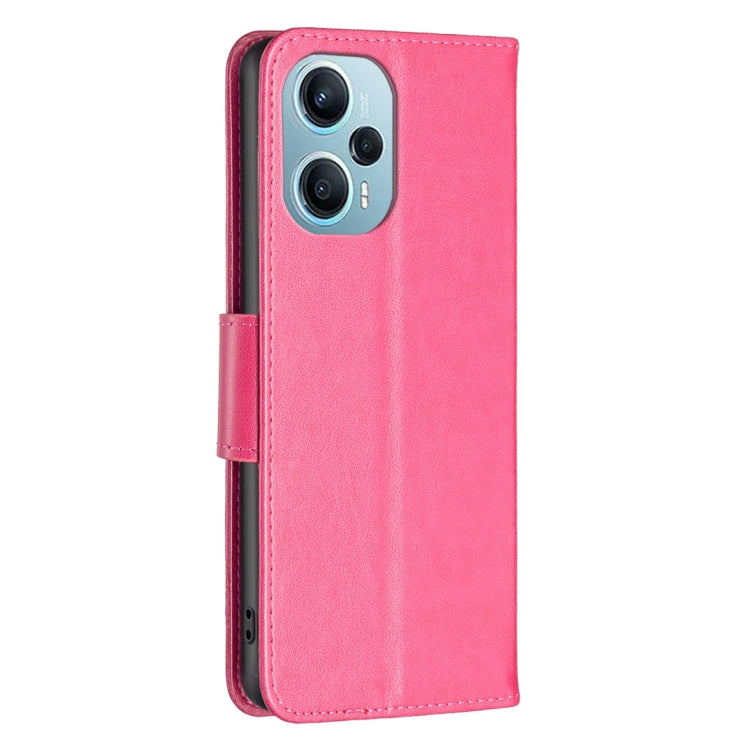 For Xiaomi Poco F5 5G / Redmi Note 12 Turbo Two Butterflies Embossing Leather Phone Case(Rose Red) - Xiaomi Cases by buy2fix | Online Shopping UK | buy2fix
