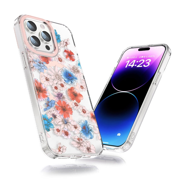 For iPhone 13 Pro MagSafe Magnetic TPU Phone Case(White Blue Flower) - iPhone 13 Pro Cases by buy2fix | Online Shopping UK | buy2fix