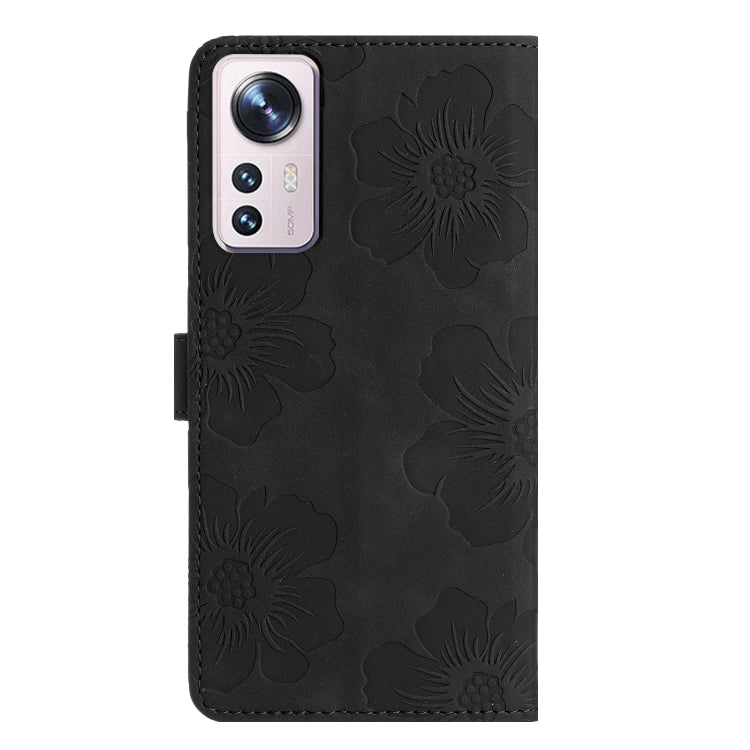 For Xiaomi 12 Pro Flower Embossing Pattern Leather Phone Case(Black) - 12 Pro Cases by buy2fix | Online Shopping UK | buy2fix