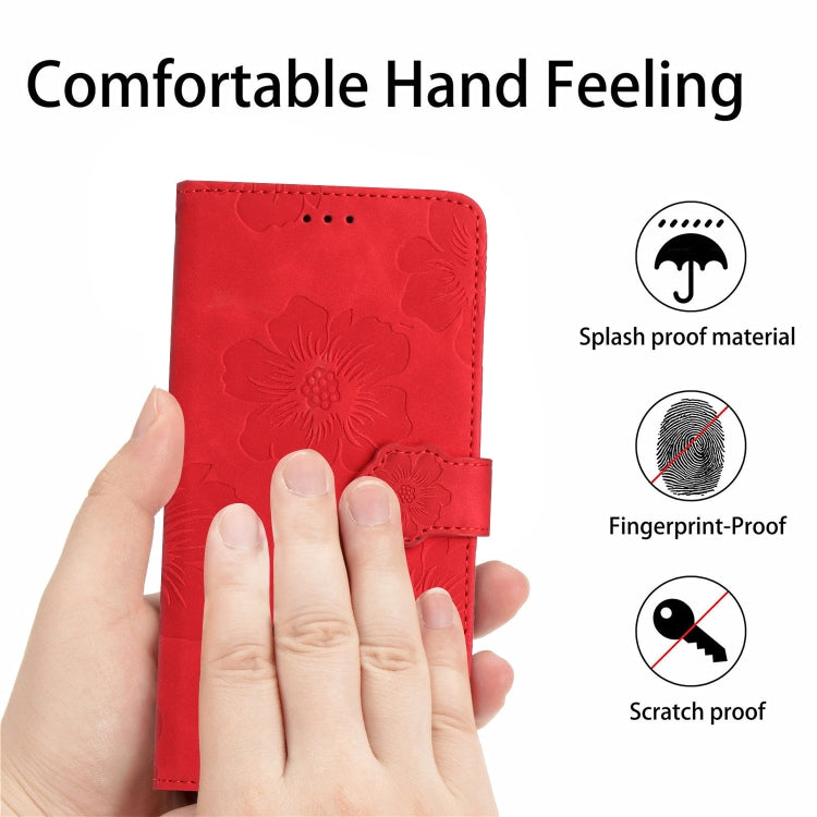 For Xiaomi Redmi 10C Flower Embossing Pattern Leather Phone Case(Red) - Xiaomi Cases by buy2fix | Online Shopping UK | buy2fix