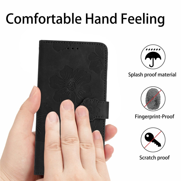 For Xiaomi Redmi 10C Flower Embossing Pattern Leather Phone Case(Black) - Xiaomi Cases by buy2fix | Online Shopping UK | buy2fix