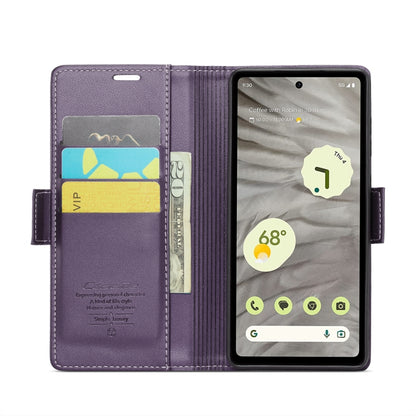 For Google Pixel 7a CaseMe 023 Butterfly Buckle Litchi Texture RFID Anti-theft Leather Phone Case(Pearly Purple) - Google Cases by CaseMe | Online Shopping UK | buy2fix