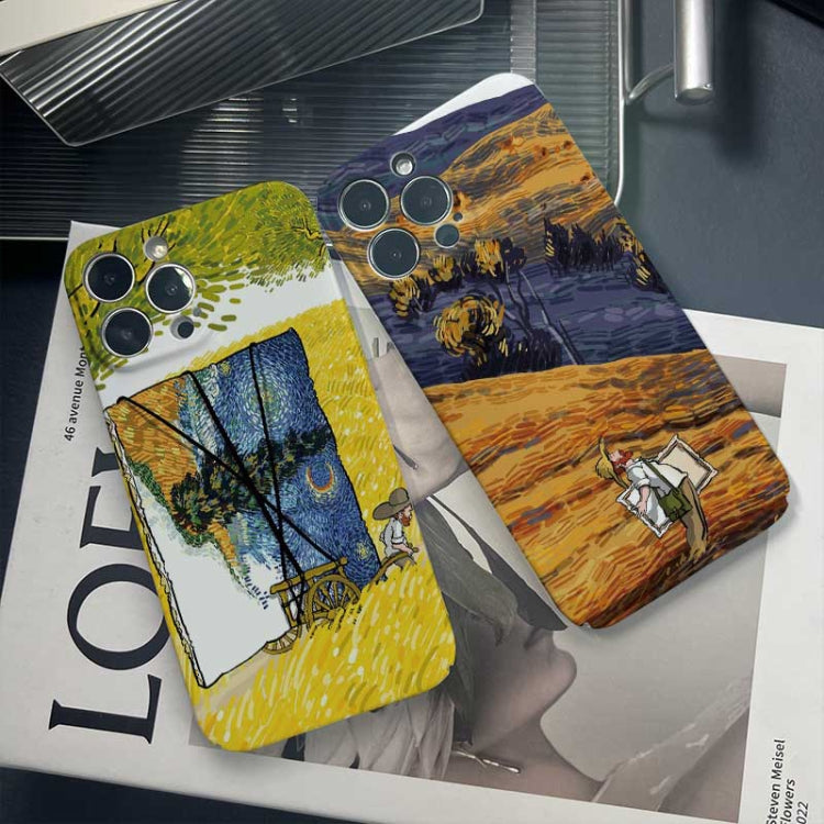 For iPhone 14 Pro Precise Hole Oil Painting Pattern PC Phone Case(Handcart) - iPhone 14 Pro Cases by buy2fix | Online Shopping UK | buy2fix