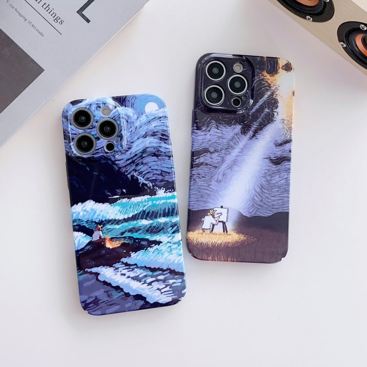 For iPhone 14 Pro Max Precise Hole Oil Painting Pattern PC Phone Case(Thinker) - iPhone 14 Pro Max Cases by buy2fix | Online Shopping UK | buy2fix