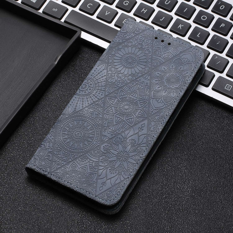 For Samsung Galaxy S23 Ultra 5G Ethnic Embossed Adsorption Leather Phone Case(Grey) - Galaxy S23 Ultra 5G Cases by buy2fix | Online Shopping UK | buy2fix