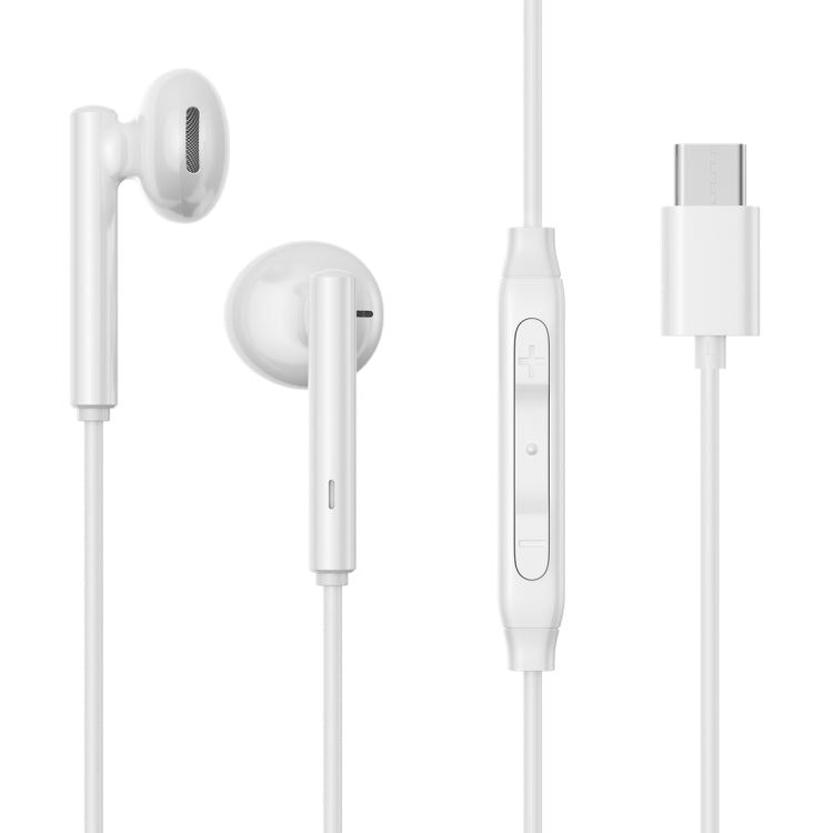 JOYRO0M JR-EC05 Type-C Half In-Ear Wired Earphone, Length: 1.2m(White) - Type-C Earphone by JOYROOM | Online Shopping UK | buy2fix