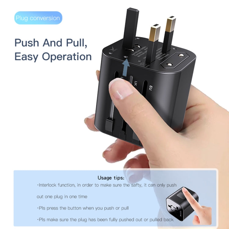 Yesido MC-09 Multi-function Universal Travel Adapter Plug(Black) - Extension Socket by Yesido | Online Shopping UK | buy2fix