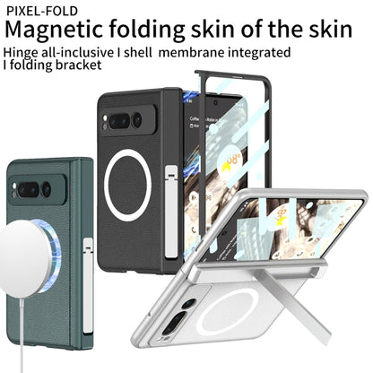 For Google Pixel Fold GKK Integrated Magsafe Fold Hinge Full Coverage Leather Phone Case with Holder(Carbon Fibre Black) - Google Cases by GKK | Online Shopping UK | buy2fix
