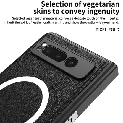 For Google Pixel Fold GKK Integrated Magsafe Fold Hinge Full Coverage Leather Phone Case with Holder(Carbon Fibre Black) - Google Cases by GKK | Online Shopping UK | buy2fix