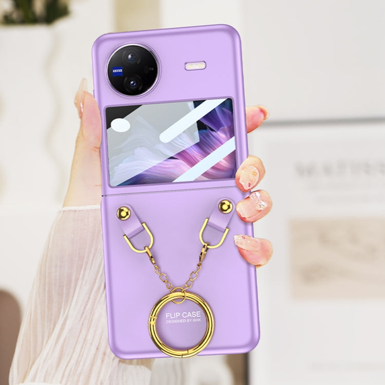 For vivo X Flip GKK Integrated Necklace Hinged Flip Phone Case with Ring Holder(Purple) - vivo Cases by GKK | Online Shopping UK | buy2fix