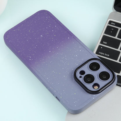 For iPhone 14 Pro Max Gradient Starry Silicone Phone Case with Lens Film(Grey Purple) - iPhone 14 Pro Max Cases by buy2fix | Online Shopping UK | buy2fix