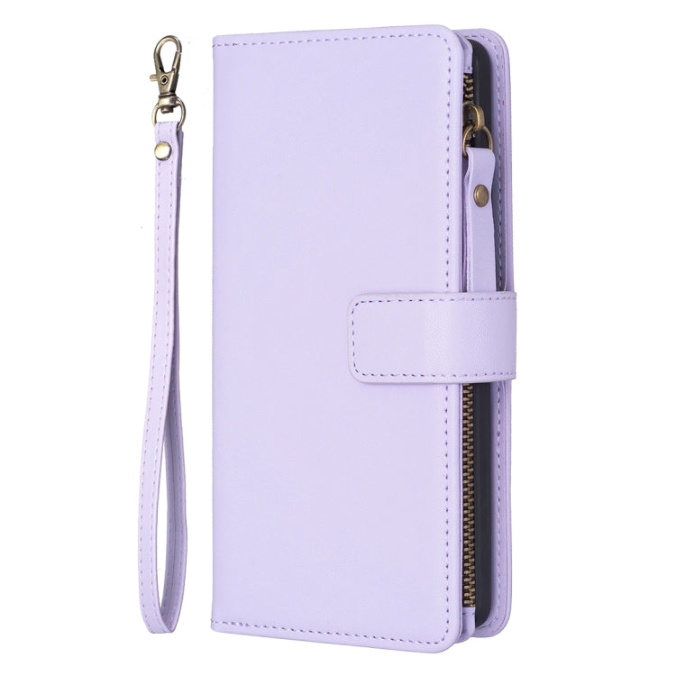 For Xiaomi Redmi Note 12 Pro+ 5G Global 9 Card Slots Zipper Wallet Leather Flip Phone Case(Light Purple) - Note 12 Pro+ Cases by buy2fix | Online Shopping UK | buy2fix