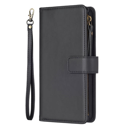 For Samsung Galaxy S20 FE 9 Card Slots Zipper Wallet Leather Flip Phone Case(Black) - Galaxy S20 FE Cases by buy2fix | Online Shopping UK | buy2fix