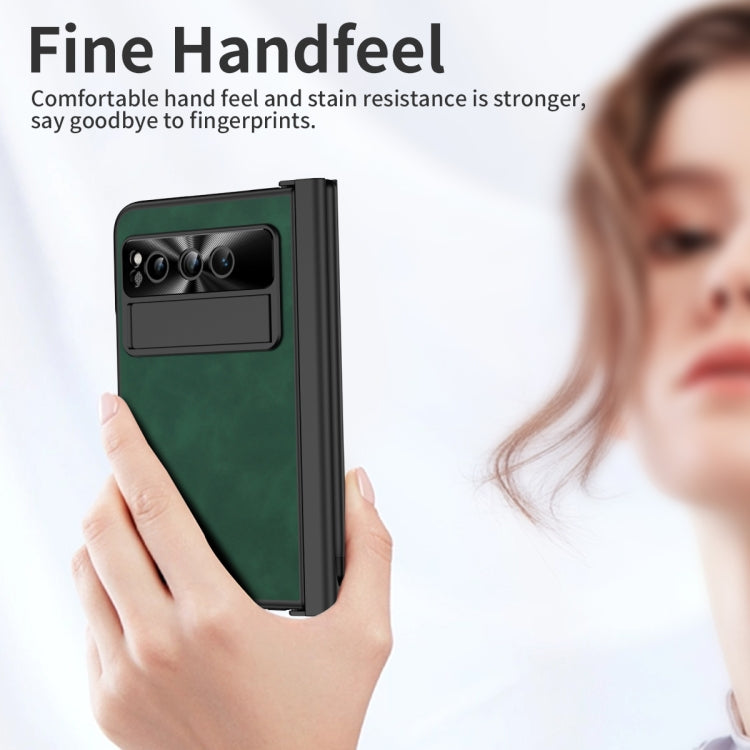 For Google Pixel Fold Integrated Napa Texture All-inclusive Phone Case with Pen Slot(Green) - Google Cases by buy2fix | Online Shopping UK | buy2fix