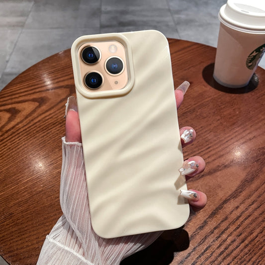 For iPhone 11 Pro Max Solid Color Wave Texture TPU Phone Case(Beige) - iPhone 11 Pro Max Cases by buy2fix | Online Shopping UK | buy2fix