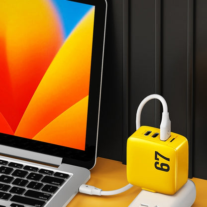 WK WP-U141 67W USB+Double USB-C / Type-C GaN Charger, Plug:US Plug(Yellow) - USB Charger by WK | Online Shopping UK | buy2fix