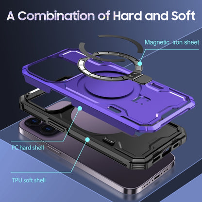 For iPhone 14 Pro Patronus MagSafe Magnetic Holder Phone Case(Purple) - iPhone 14 Pro Cases by buy2fix | Online Shopping UK | buy2fix
