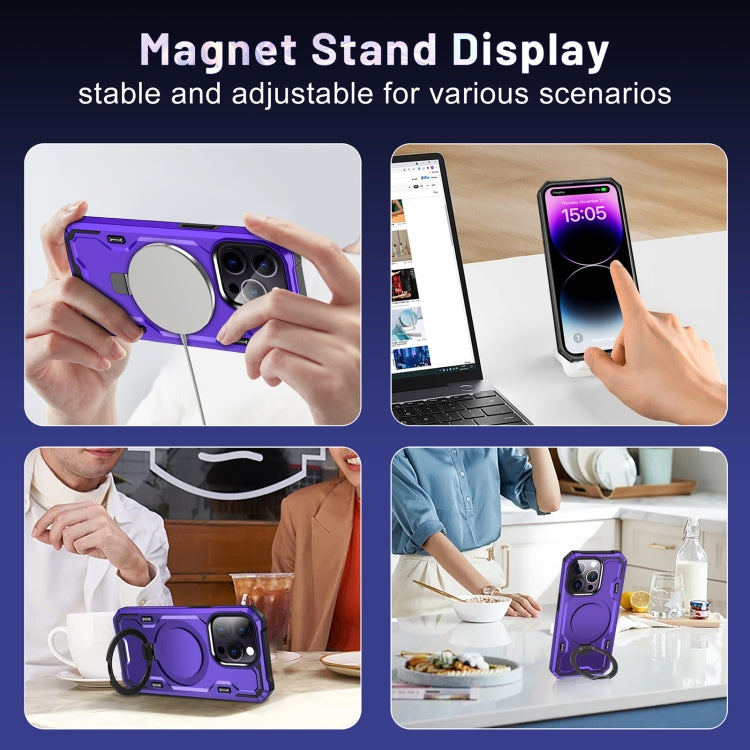 For iPhone 14 Pro Patronus MagSafe Magnetic Holder Phone Case(Purple) - iPhone 14 Pro Cases by buy2fix | Online Shopping UK | buy2fix