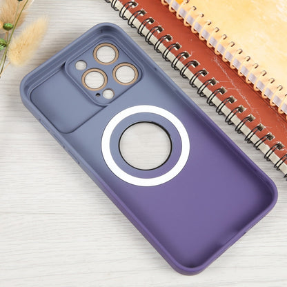 For iPhone 14 Pro Gradient Silicone Shockproof Magsafe Phone Case with Lens Film(Grey Purple) - iPhone 14 Pro Cases by buy2fix | Online Shopping UK | buy2fix