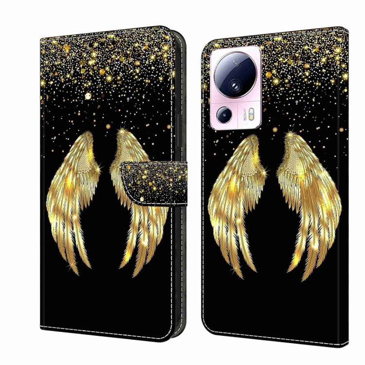 For Xiaomi 13 Lite Crystal 3D Shockproof Protective Leather Phone Case(Golden Wings) - 13 Lite Cases by buy2fix | Online Shopping UK | buy2fix