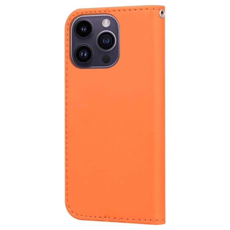 For iPhone 15 Pro Max Cartoon Buckle Horizontal Flip Leather Phone Case(Orange) - iPhone 15 Pro Max Cases by buy2fix | Online Shopping UK | buy2fix